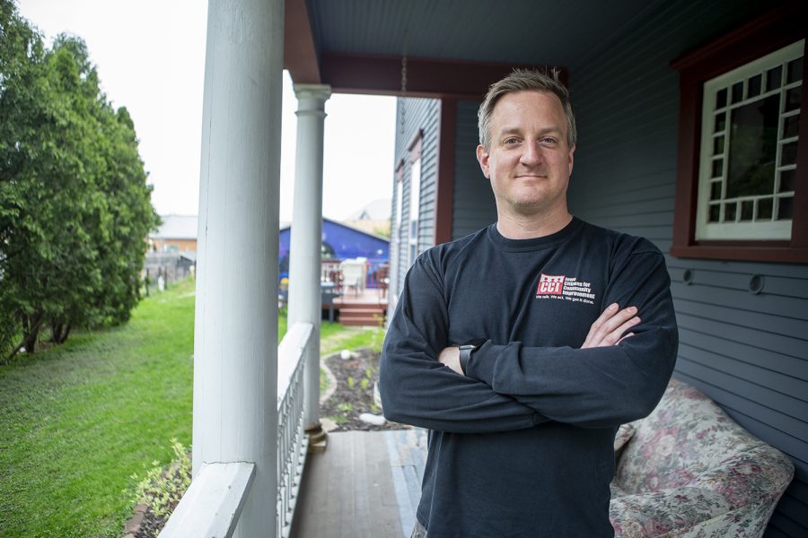 Iowa State Policy Organizing Director for the Iowa Citizens for Community Improvment, Adam Mason, poses for a portrait at Catholic Worker House on Wednesday, May 1, 2019. The ICCI is working with other organizations to advocate for cleaner water across Iowa. (Alyson Kuennen/The Daily Iowan)