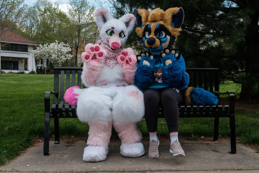 Vixie Valentine (left) and Salted Caramel (right) pose for a portrait in College Green park in Iowa City on Monday, May 6, 2019.