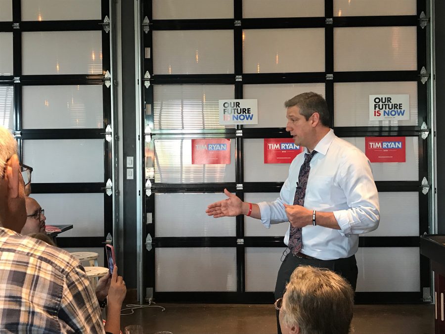 Tim Ryan, Ohio Congressman and 2020 Democratic presidential-nomination candidate, holds a Q&A at Big Grove Brewery in Iowa City on May 31.