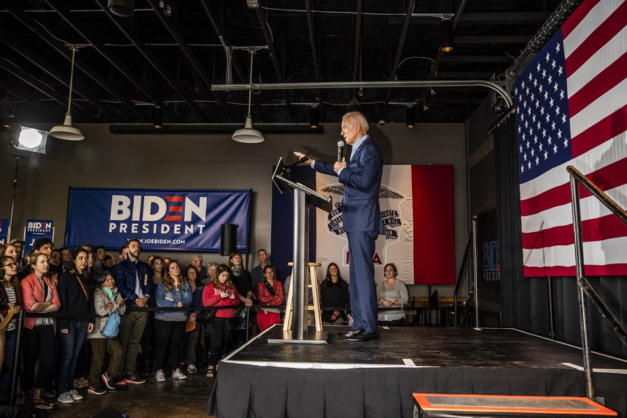 Former+Vice+President+and+2020+Presidential+Democratic+candidate+Joe+Biden+speaks+at+Big+Grove+Brewery+on+Wednesday%2C+May+1%2C+2019.+