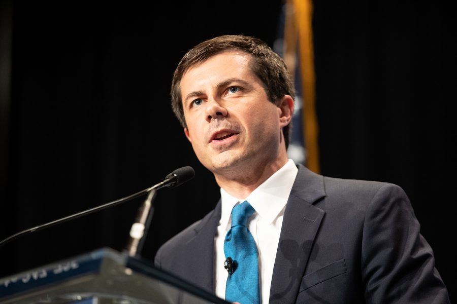 2020 Democratic Presidential candidate Pete Buttigieg speaks at Doubletree Hilton Hotel in Cedar Rapids on Sunday, June 9, 2019. 19 democrats spoke at the Iowa Democratic Party Hall of Fame.