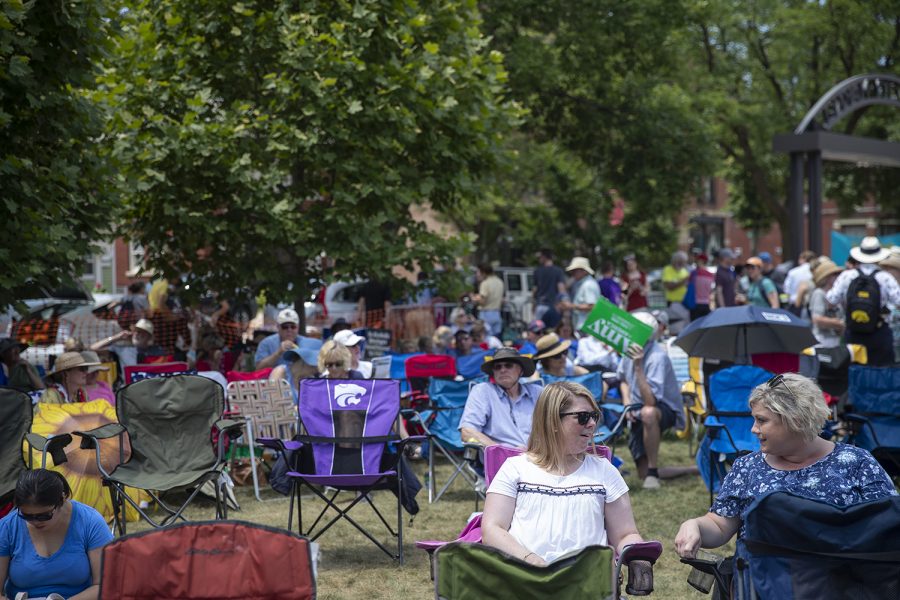 Crowds gather for Progress Iowa Corn Feed in Newbo City Market in Cedar Rapids on July 14, 2019. 10 candidates came to meet supporters and give speeches. 