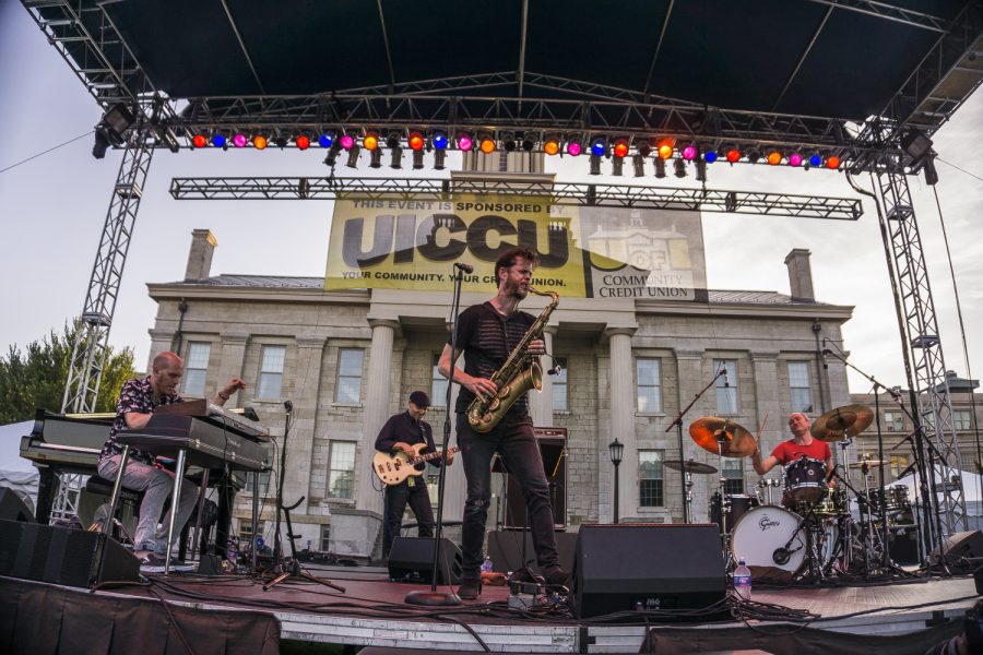The Danny McCaslin Group performs on the main stage for the 2017 Jazz Fest on Sunday, July 2nd, 2017. Jazz Fest has been hosted by Summer of the Arts since 2005. (James Year/Daily Iowan)