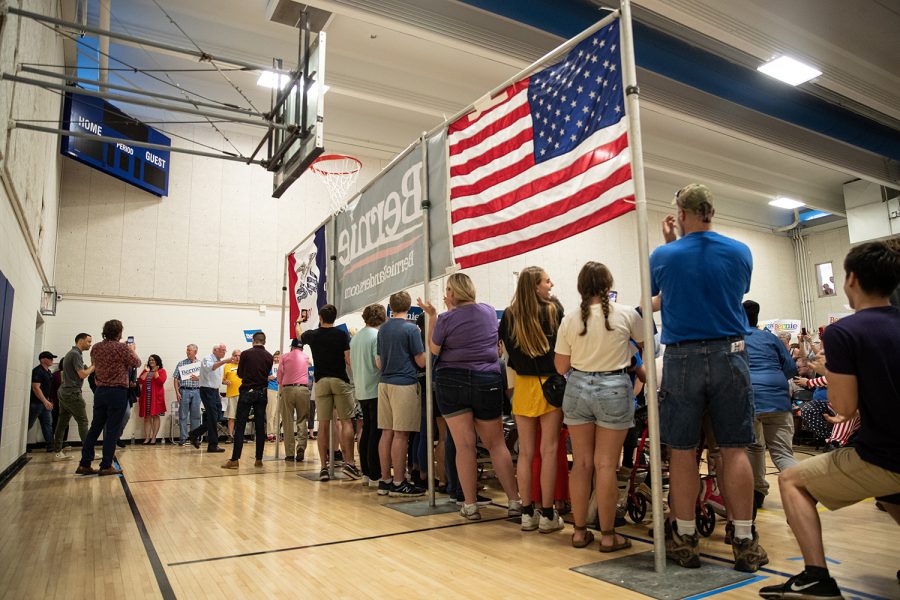 U.S. Sen. Bernie Sanders, I-Vermont, walks into his rally during an ice cream social, Tuesday, July 2, 2019, at the Robert A. Lee Recreation Center in Iowa City, Iowa.