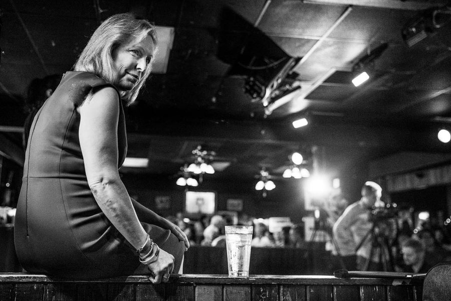 Sen. Kirsten Gillibrand, D-N.Y., listens to community members during a campaign event at The Mill in Iowa City on Thursday July 25, 2019. Sen. Gillibrand stopped in Iowa City as she campaigns for the Democratic Partys Nomination for the 2020 Presidential election.