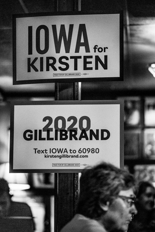 Members listen and eat during a campaign event at The Mill in Iowa City on Thursday July 25, 2019. Sen. Gillibrand stopped in Iowa City as she campaigns for the Democratic Partys Nomination for the 2020 Presidential election.