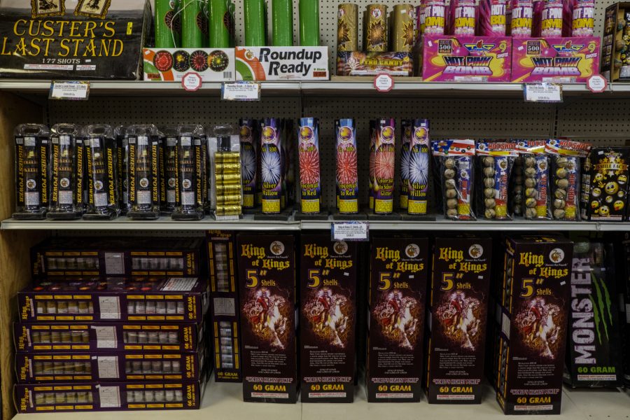Fireworks+are+displayed+for+sale+at+Sundown+Fireworks+on+Friday%2C+June+29%2C+2018.+%28Nick+Rohlman%2FThe+Daily+Iowan%29
