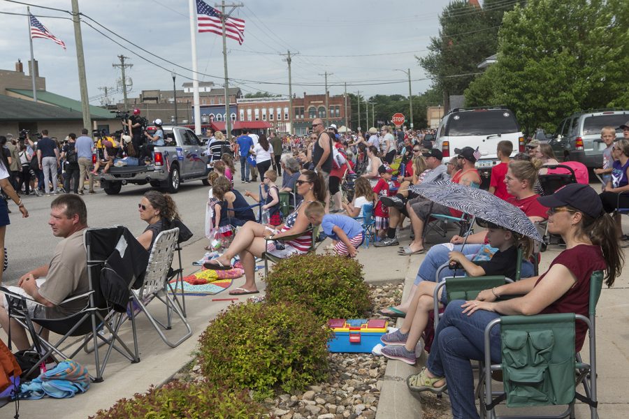 Crowds gather during a 4th of July parade in Independence Iowa on July 4, 2019. Former Vice President Joe Biden, former Congressmen Beto ORourke, and Mayor of New York City Bill de Blasio were in attendance. This is the 159th 4th of July parade in Independence.