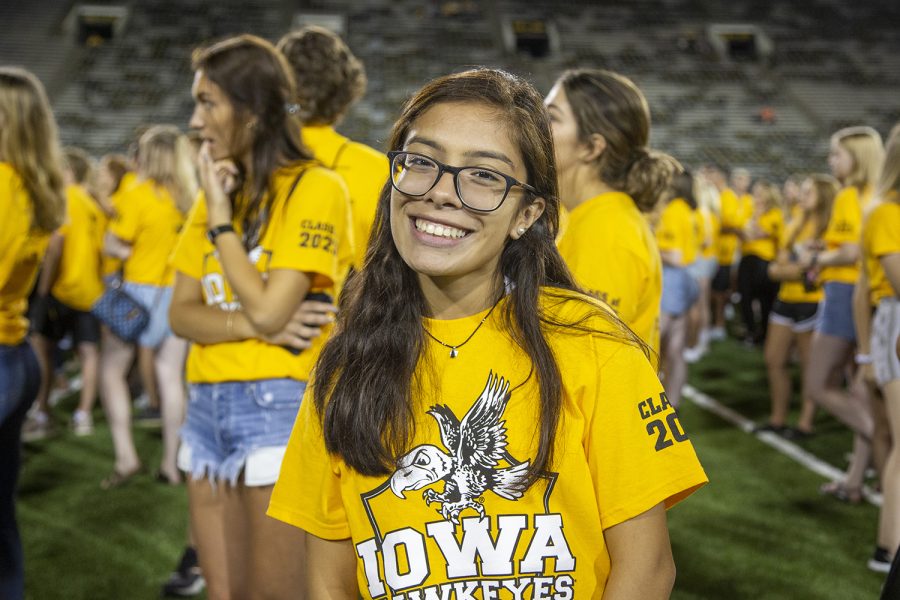 Delilah Crespo poses for a portrait at the Kickoff at Kinnick for On Iowa! on Friday, August 23. 
