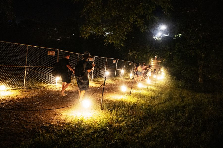 Attendees leave the Hinterland Music Festival on Agust 3, 2019 in Saint Charles, Iowa.