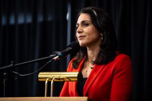 Hawiian Representative Tulsi Gabbard during a campaign event at the Fairfield Arts and Convention Center on Monday Feb. 11, 2019. Rep. Gabbard visited Des Moines, Fairfield, and Iowa City on a tour of Iowa cities as she begins her 2020 presidential bid.