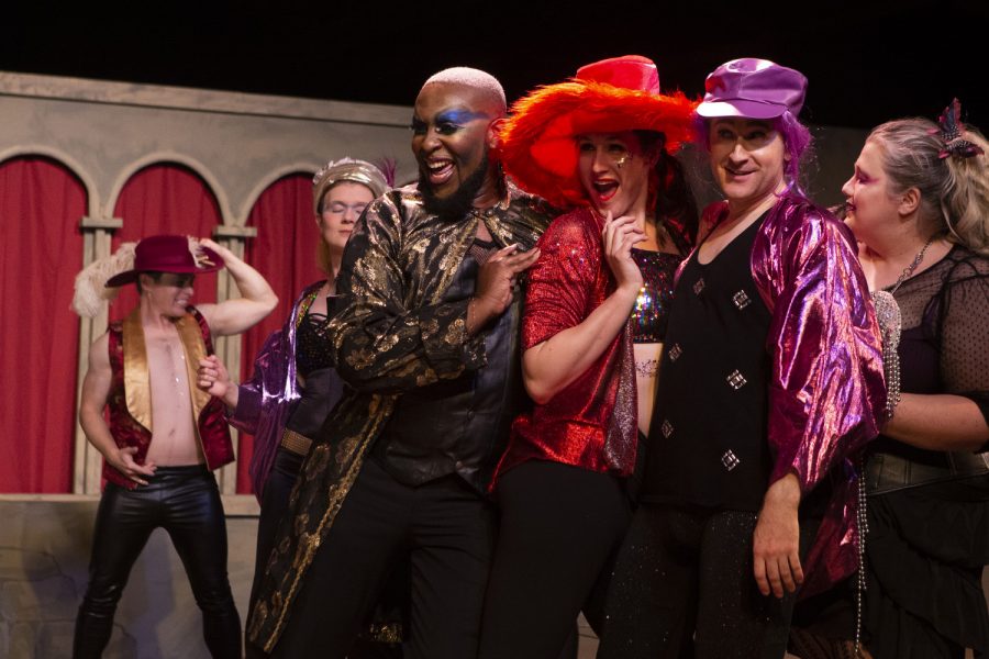 Cast members perform in full costumes and makeup during a dress rehearsal of Pippin put on by the Iowa City Community Theatre at the Johnson Co. Fairgrounds on Wednesday, September 18, 2019. The cast will perform the show September 20-22 and 27-29. 