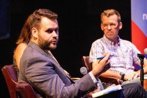 Senator Zach Wahls answers questions during a Youth in Politics Forum at The Englert Theatre on Thursday, September 26, 2019. 