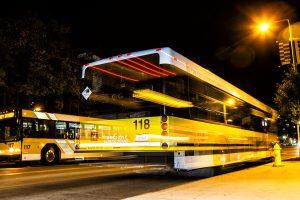 A Cambus passes by the Main Library on Thursday, September 26, 2019.