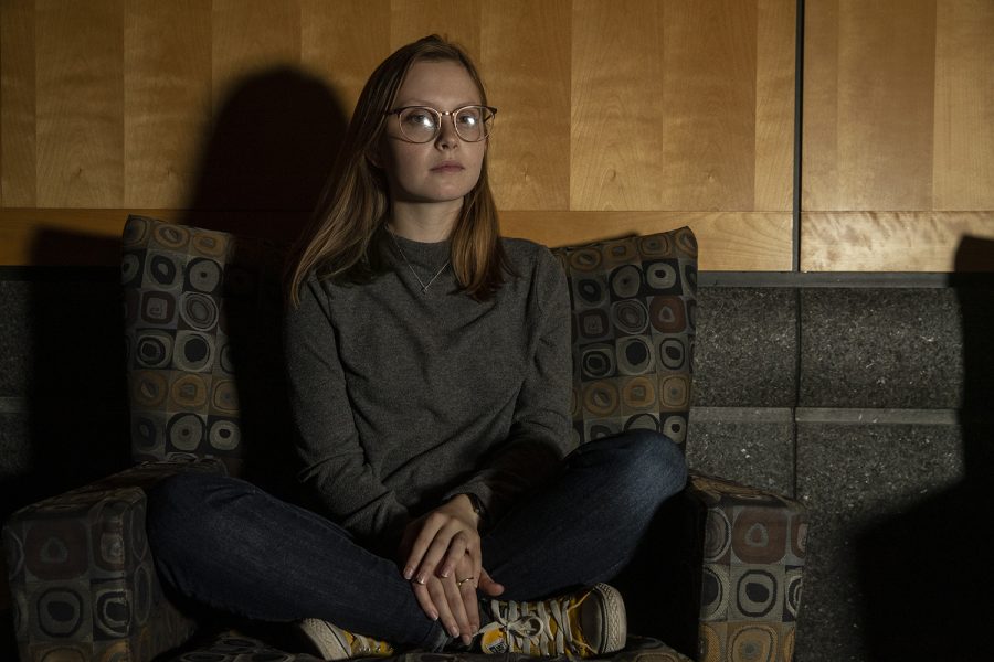 Madison Lotenschtein poses for a portrait in the Adler Journalism Building on Wednesday.  