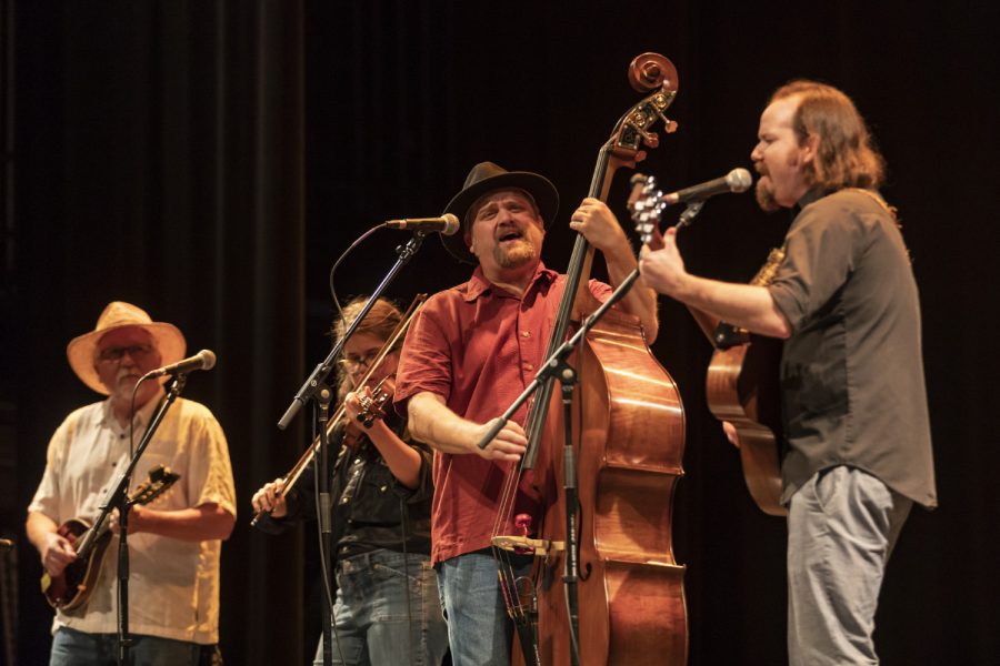 Band, Slewgrass, plays at The Englert in memory of Kurt Friese, a former Johnson County supervisor on Wednesday Sept. 18, 2019.