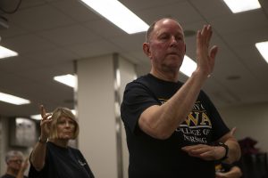 Albert Persson teaches a Tai Chi class in UI Health Care in Coralville on Wednesday Sept. 25, 2019. Persson began teaching Tai Chi after notices the benefits on his joints.