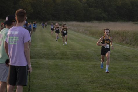 Iowa’s Nathan Mylenek picks up speed as he approaches the finish line of the men’s 6k during the Hawkeye Invitational at Ashton Cross Country Course on Friday, September 6, 2019. Mylenek finishd second with a time of 18:16.0. The Hawkeyes defeated six other teams to finish first overall for both men’s and women’s races. 