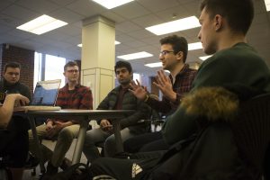 Dylan Montigney talks about Japan's esports scene at an interview in the Iowa Memorial Union on Monday, December 10, 2018. (Jenna Galligan/The Daily Iowan)