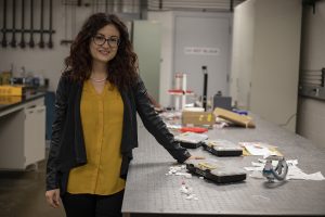 Assistant Professor of Mechanical Engineering Caterina Lamuta poses for a portrait in a lab in the Advanced Technology Lab on Wednesday, September 25, 2019. The research for the material is still ongoing. 
