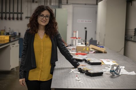 Assistant Professor of Mechanical Engineering Caterina Lamuta poses for a portrait in a lab in the Advanced Technology Lab on Wednesday, September 25, 2019. The research for the material is still ongoing. 