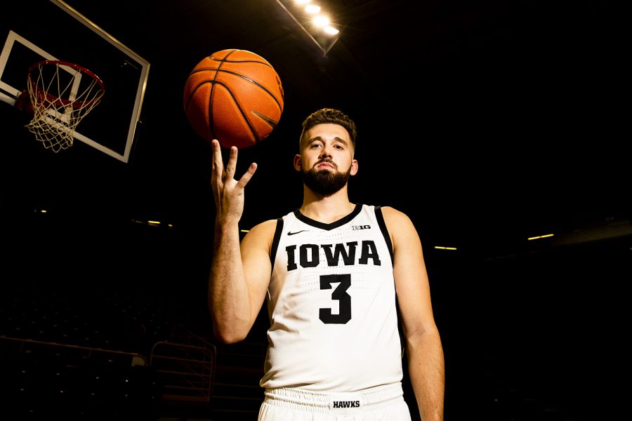 Iowa guard Jordan Bohannon poses for a portrait during Basketball Media Day at Carver-Hawkeye Arena on Wednesday, October 9, 2019. The Hawkeyes will open their season on November 4, 2019 against Lindsey Wilson College in their exhibition game. (Katina Zentz/The Daily Iowan) (Katina Zentz/The Daily Iowan)