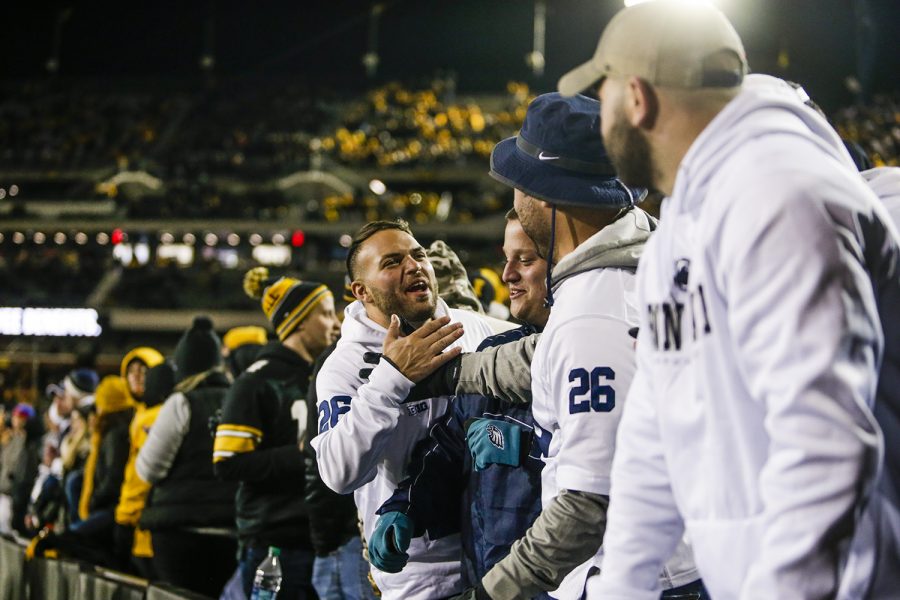 Penn State fans cheer during the Iowa football game against Penn State in Iowa City on Saturday, Oct. 12, 2019. The Nittany Lions defeated the Hawkeyes 17-12.