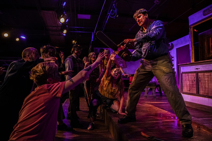 Actor Rob Merritt performs as Ash in Evil Dead: The Musical at the Iowa City community Theater on Thursday, October 24th, 2019. The musical is baed on the 1981 cult film, The Evil Dead. 