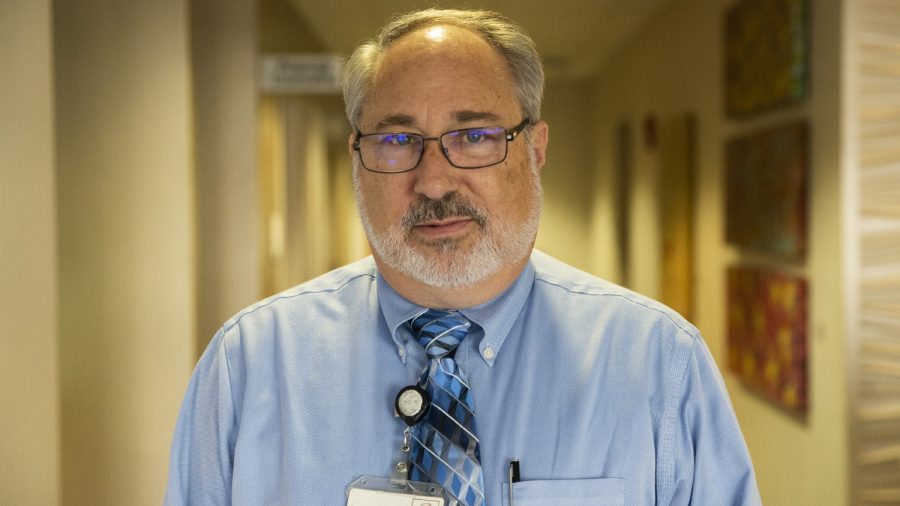 UIHC maternity researcher Stephen Hunter poses for a portrait on Monday Oct. 7, 2019. Maternal medicine experts with UIHC, in partnership with the Iowa Department of Public Health have received a $10 million dollar grant to improve maternal health outcomes in the state.