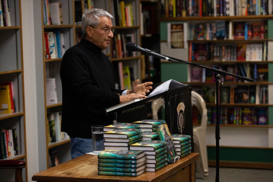 Novelist and University of Iowa alumnus during a reading on Tuesday, Oct. 29, 2019. Meyer has written three other Sherlock Holmes novels, including Seven-per-cent-solution, which was a best seller.