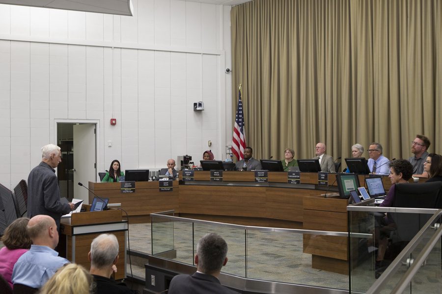 City council listens to a speech about native inhabitant awareness and inclusion efforts during a city council meeting at City Hall on Tuesday, October 1, 2019. 