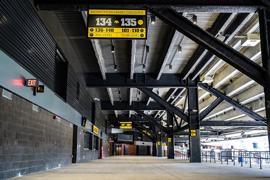 The first-floor concourse in the north end zone is seen in Kinnick Stadium at Iowa Football Media Day on Friday, August 9, 2019. (Shivansh Ahuja/The Daily Iowan)