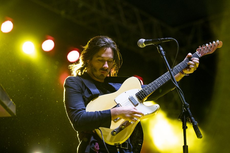 Ray Libby, guitarist for Bad Suns, performs during the Scope Productions sponsored concert on the pentacrest. The free concert was hosted by Scope Productions and was headlined by the band Bad Suns on October 18, 2019.