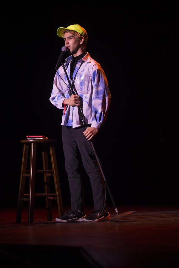 Julio Torres performs his stand up routine as he headlines the event at the Englert theater in Iowa City. Julio Torres performed his comedy event at the Englert theater on Saturday, November 2, 2019 as part of the Witching Hour festival. 