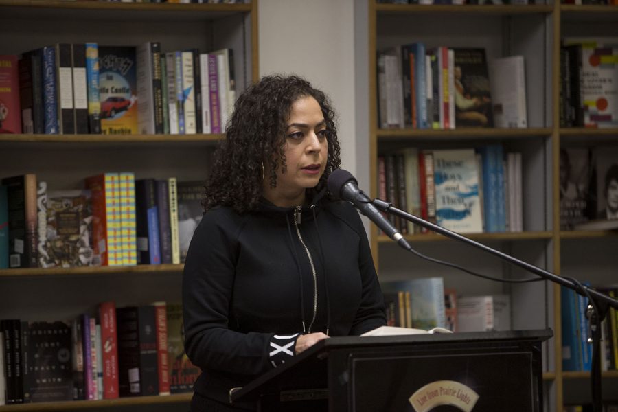 Author Jaquira Díaz reads from her memoir, Ordinary Girls, during a Live From Prairie Lights event on Tuesday, Nov. 5, 2019. Ordinary Girls details her life growing up in Puerto Rico and Miami Beach and the struggles she faced. Díaz is the recipient of a variety of fellowships and awards for her work and is currently a Visiting Assistant Professor at the University of Wisconsin-Madisons MFA program in Creative Writing. 