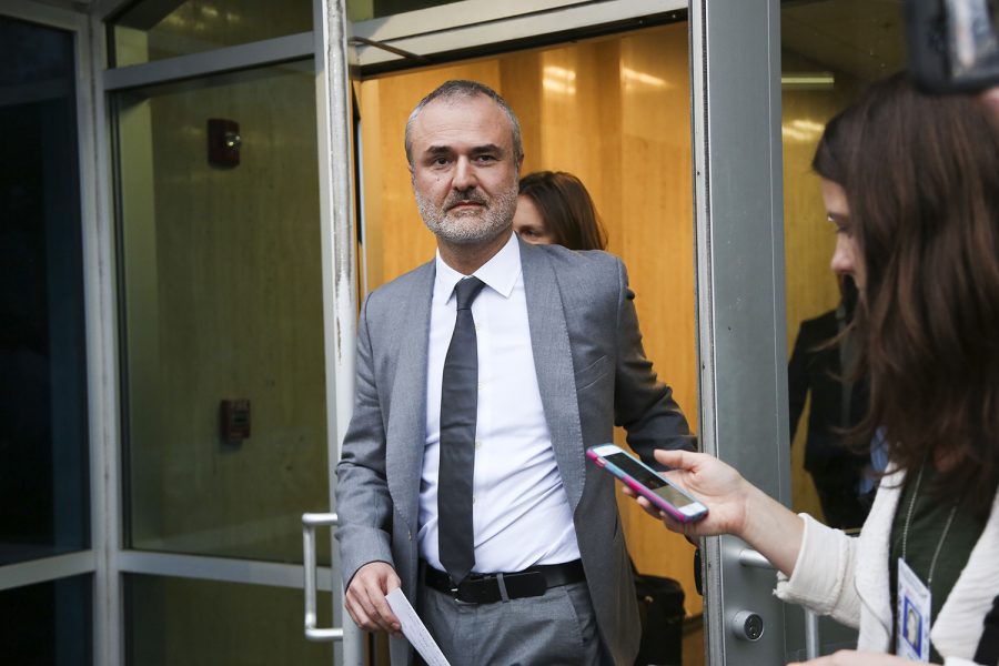 Gawker founder Nick Denton walks out of the courthouse on March 18, 2016 in St. Petersburg Florida. 