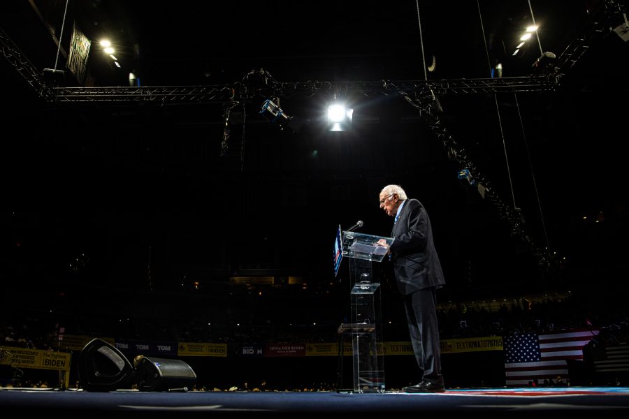 Sen. Bernie Sanders, I-VT., speaks during the 2019 Liberty and Justice Celebration at the Wells Fargo Arena in Des Moines on Friday, November 1, 2019.