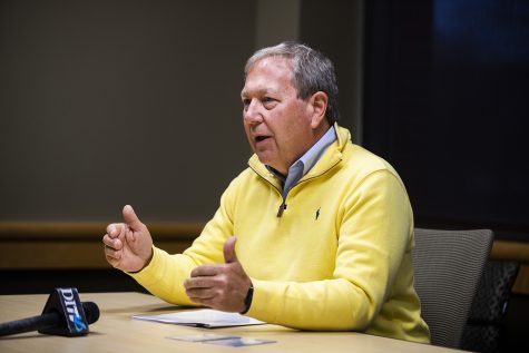 UI President Bruce Harreld answers questions during an interview with The Daily Iowan in the Adler Journalism Building on Monday, Dec. 9, 2019. 