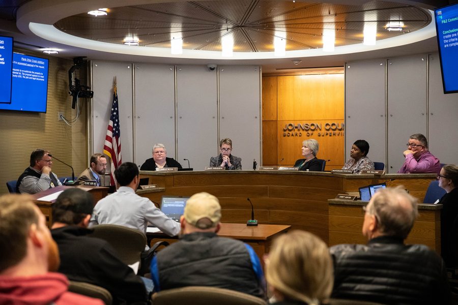 Johnson County Board of Supervisors vote on the second reading of the Unified Development Ordinance at the Johnson County Treasurer office on Thursday December 12, 2019. 