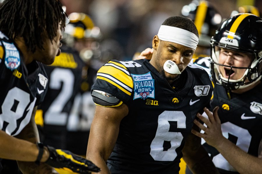 Iowa+wideout+Ihmir+Smith-Marsette+celebrates+a+kick-return+touchdown+during+the+2019+SDCCU+Holiday+Bowl+between+Iowa+and+USC+in+San+Diego+on+Friday%2C+Dec.+27%2C+2019.+Smith-Marsette+won+Offensive+MVP+for+the+game.
