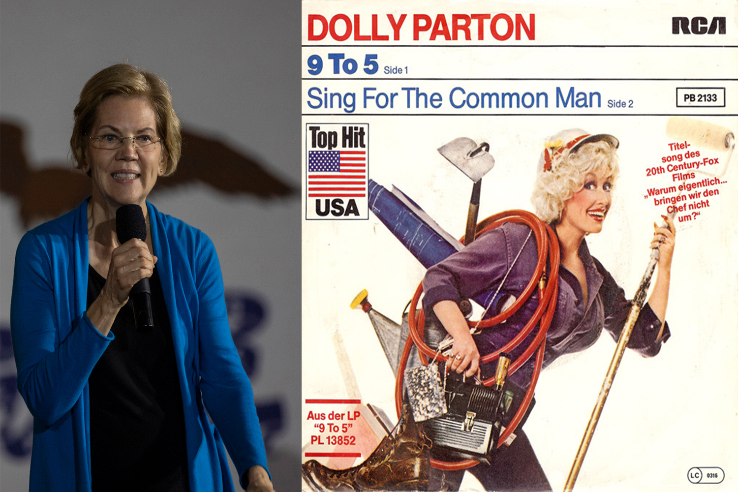 Elizabeth Warren, Senator from Massachusetts: “Nine to Five” by Dolly Parton