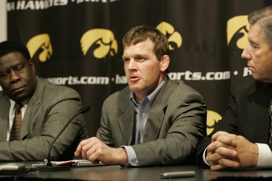 Tom Brands is introduced as Iowa wrestlings head coach on April 5, 2006.