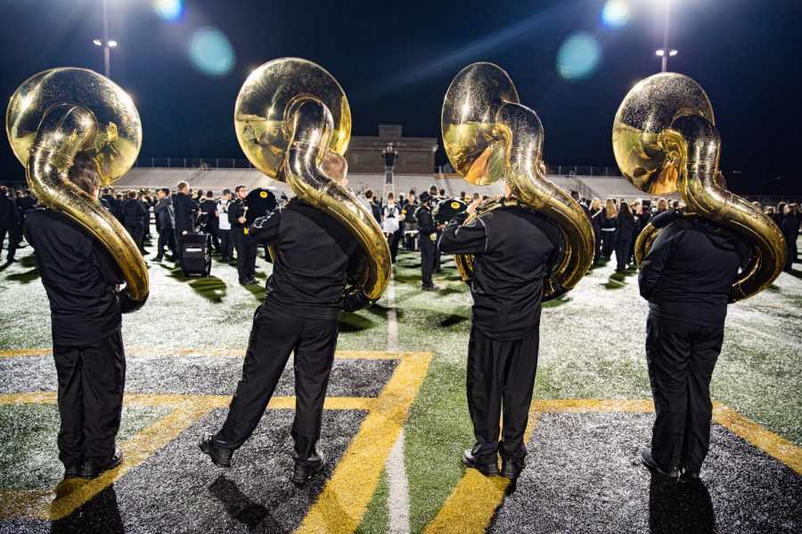 The Hawkeye Marching Band practices at Mission Bay High School in San Diego on Wednesday, Dec. 25, 2019.