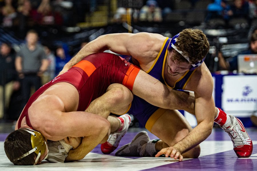 Iowa%E2%80%99s+184-pound+Abe+Assad+wrestles+Northern+Iowa%E2%80%99s+Taylor+Lujan+during+the+fourth+session+of+the+57th+Annual+Ken+Kraft+Midlands+Championships+at+the+Sears+Centre+in+Hoffman+Estates%2C+IL%2C+on+Monday%2C+Dec.+30%2C+2019.+Lujan+won+by+decision%2C+4-0%2C+and+placed+first+in+the+weight+class.