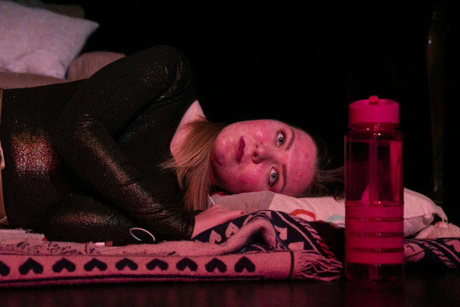 Actress Faith Harlow performs as Tatum in Taurus Sun/Aries Moon. The play follows a young woman in the new year struggling with her sexual identity and her relationship with her best friend.