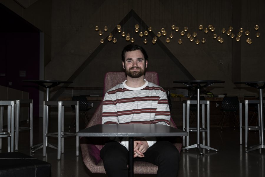 University of Iowa sophomore, Will Adams poses for a portrait in the Voxman Music Building on Wednesday, January 22nd, 2020. Will Adams is an aspiring professional actor currently making the rounds in local theater productions and concert performances.