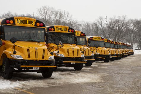 School buses are seen Durham School Services bus lot on Jan. 23.