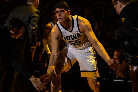 Iowa forward Luka Garza is introduced during a mens basketball game between Iowa and Maryland at Carver-Hawkeye Arena on Friday, Jan. 10, 2020.