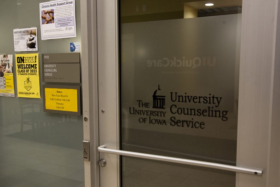 The University Counseling Services office is seen in the Old Capital Mall on Monday, February 17, 2020. 