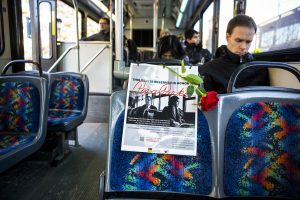 A Iowa City transit bus seat is seen on Monday, Feb. 10, 2020. Transit will be saving a seat in honor of Rosa Parks throughout the month of February, which is Black History Month. 
